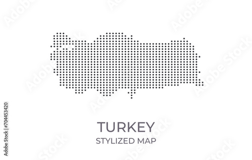 Dotted map of Turkey in stylized style. Simple illustration of country map for poster, banner.