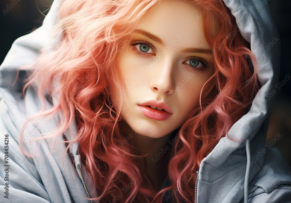 Beautiful woman with modern hairstyle. Fashion concept. AI generated