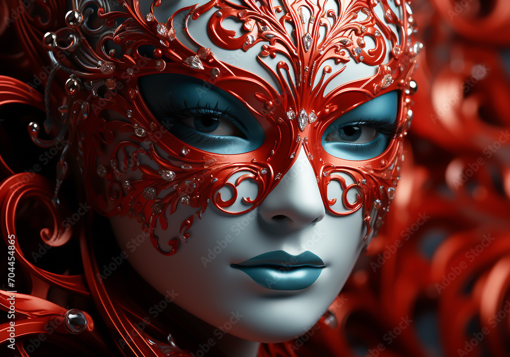 Venetian carnival costume mask. Tradition and glamour. AI generated