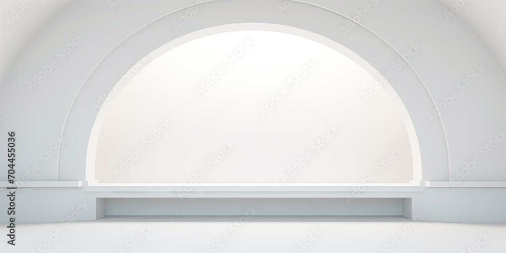 Minimalistic empty white interior, tube in niche, architectural background image. Minimalistic empty white interior, tube in niche, architectural background image.