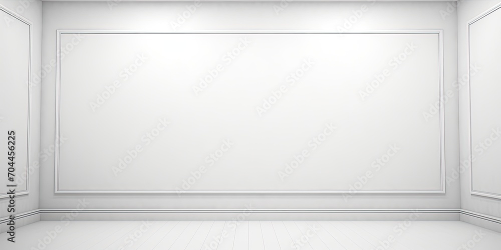 A bold visual feature: a big, empty white artwork in a simple room. A bold visual feature: a big, empty white artwork in a simple room.