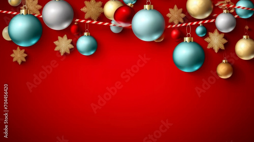red christmas balls, christmas card
