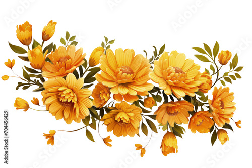 Traditional Indian marigold flower garland isolated.