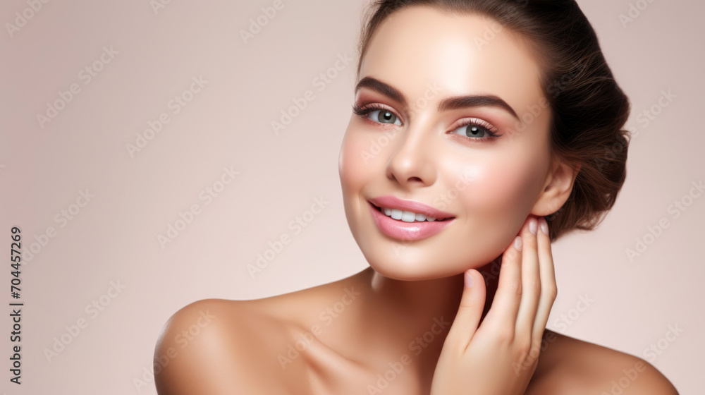 Beautiful young woman with healthy skin . Spa, skincare and wellness. advertising. Close up, copyspace. Beautiful young woman with healthy skin . Spa, skincare and wellness. advertising. Close up, copyspace.