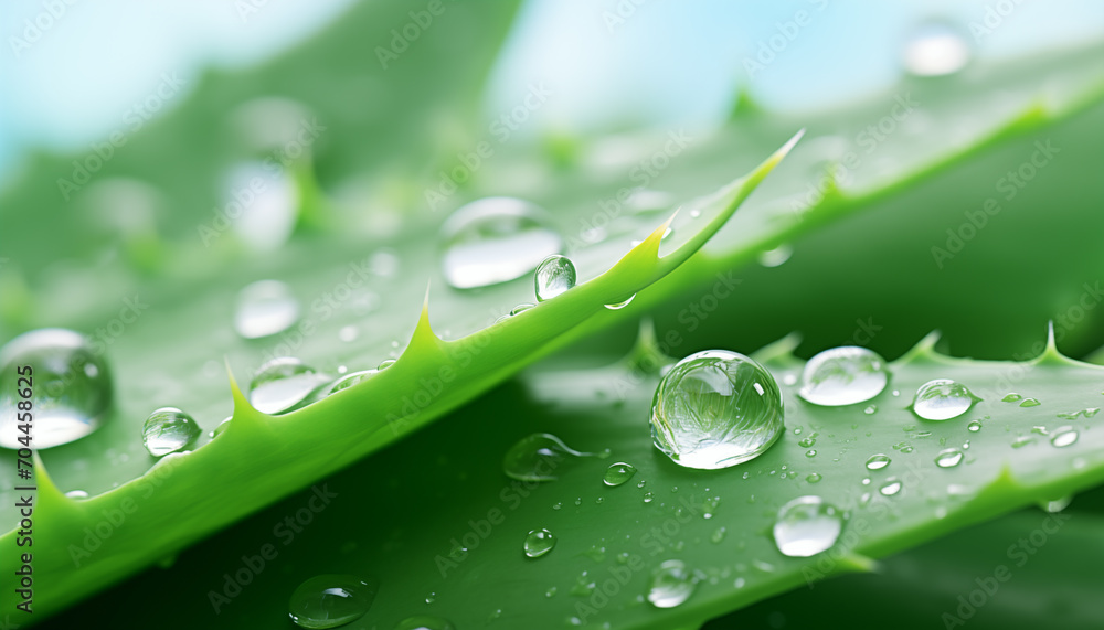 aloe vera leaves with water drops. aloe vera leaves with water drops.