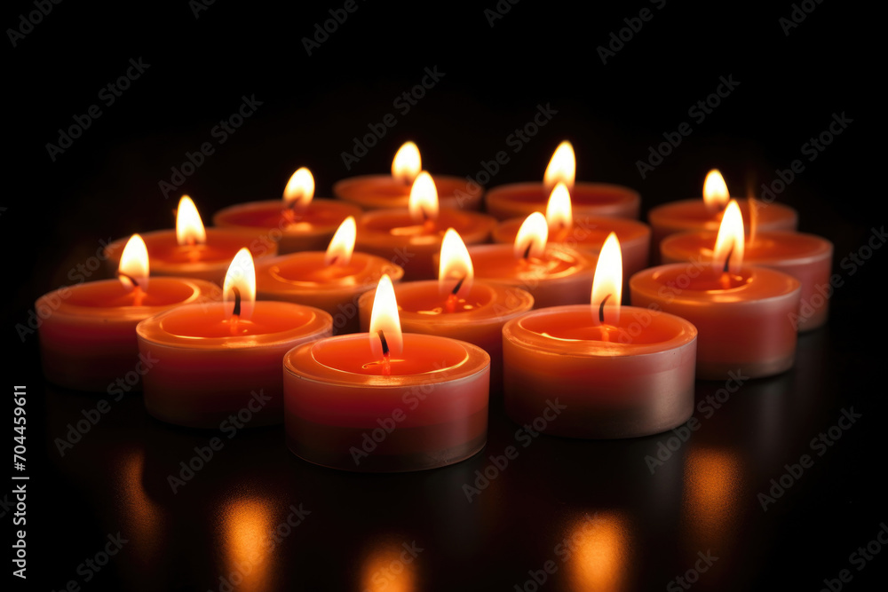 the background is a lot of candles burning, grief, a ritual of memory. A group of small white candles sit in the water for diwali the background is a lot of candles burning, grief, a ritual of memory. A group of small white candles sit in the water for diwali