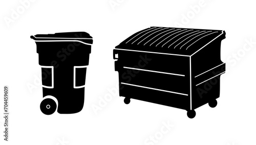 dumpster set, black isolated silhouette photo