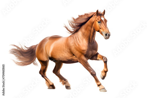 Brown running horse isolated on white background
