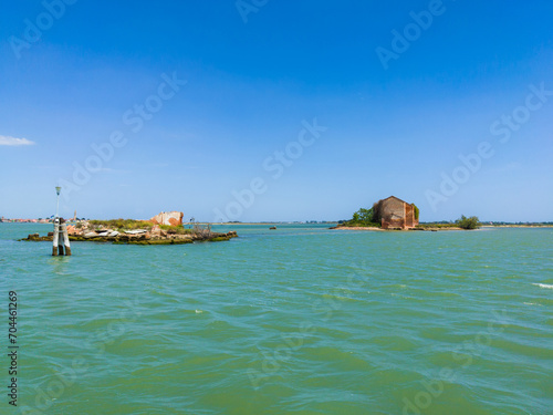 Small uninhabited islands with abandoned buildings (Venice, Italy)