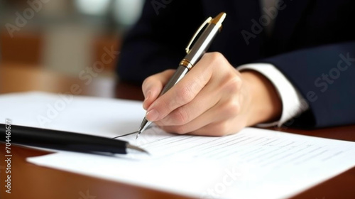 person signing a document, contract