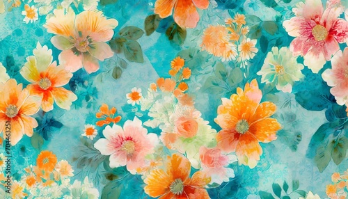 vintage colorful patchwork background artwork floral antique seamless pattern © Enzo