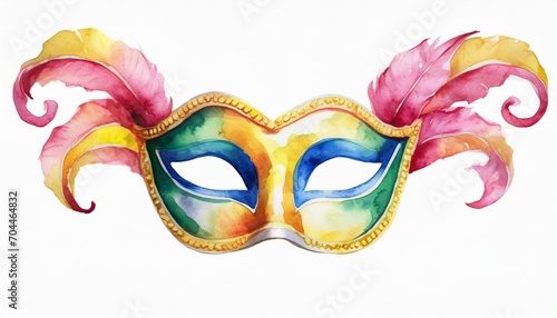 carnival mask isolated on white background watercolor style generative ai