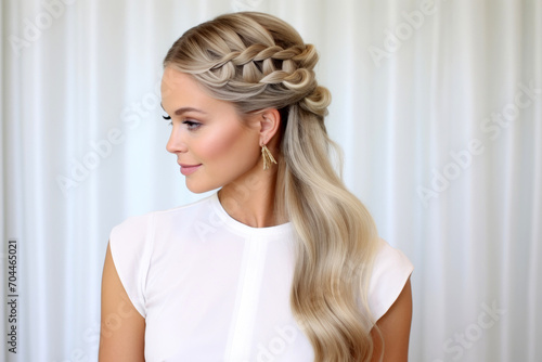 Beautiful young woman with braided hair 