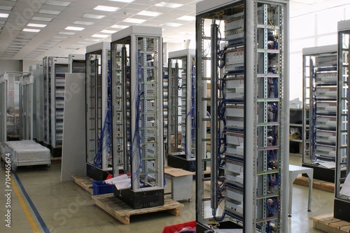 Принти на полотні Electric control panel open enclosure for automatic circuit system, industrial power and distribution electricity