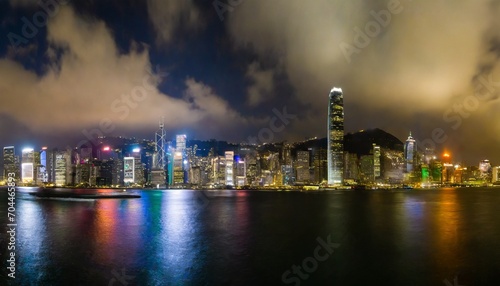 hong kong cityscape at night view from victoria harbour