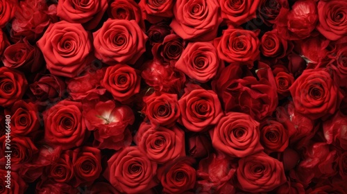 Natural red roses background, flowers wall. Valentine concept