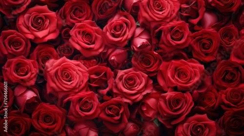 Natural red roses background  flowers wall. Valentine concept