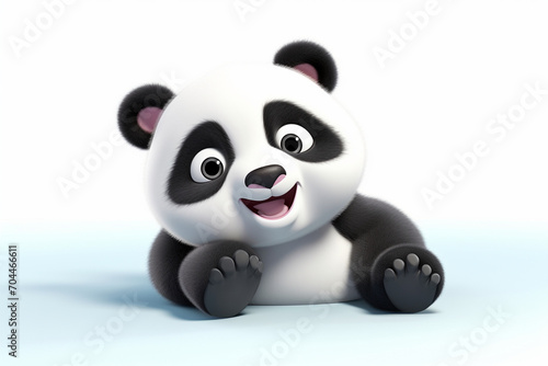 cute panda 3d animal is lying down