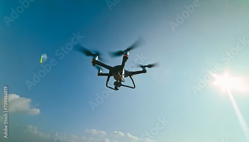 dji mavic pro platinum drone fllying over blue sky
