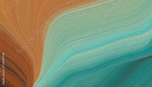 horizontal colorful abstract wave background with medium turquoise dark turquoise and coffee colors can be used as texture background or wallpaper
