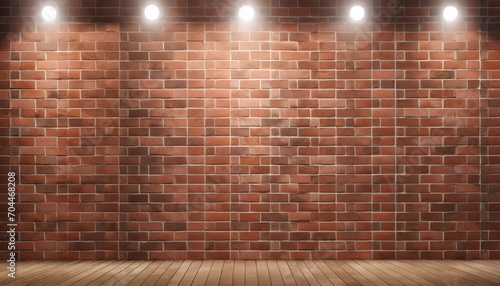 red brick wall background with spotlights generative ai