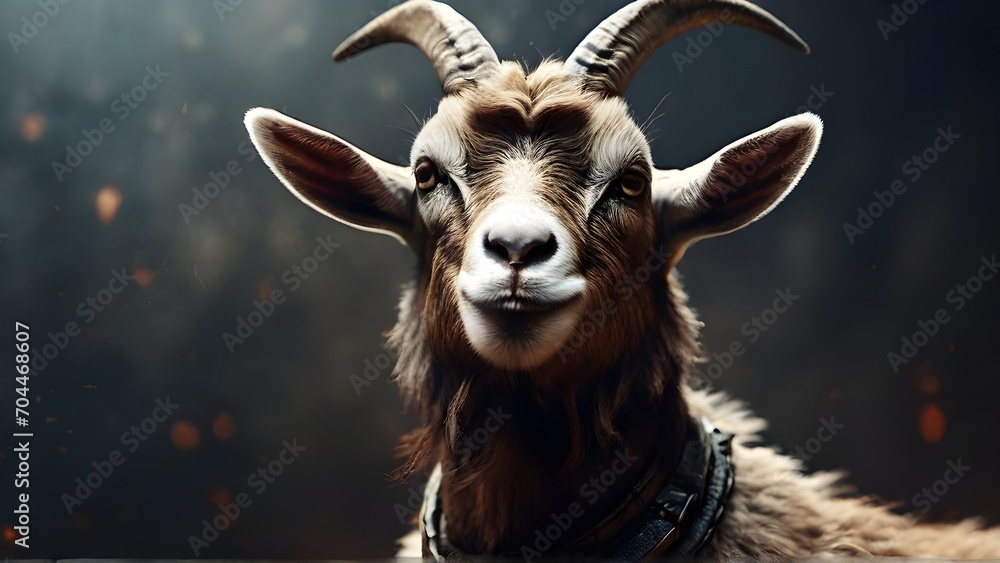 Close-up of an amazing male goat with textured background and huge space for text, background image, generative AI Close-up of an amazing male goat with textured background and huge space for text, background image, generative AI