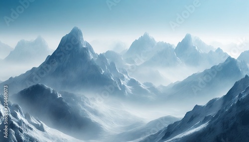 shimmering misty mountains frozen in an abstract futuristic 3d isolated on a background generative ai © Enzo