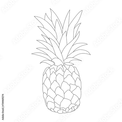 Pineapple silhouette. Pineapple with leaves. Pineapple fruits. Pineapple exotic tropical fruit. Natural product. Healthy eating and diet. Design posters, patches, prints on clothes, emblems.
