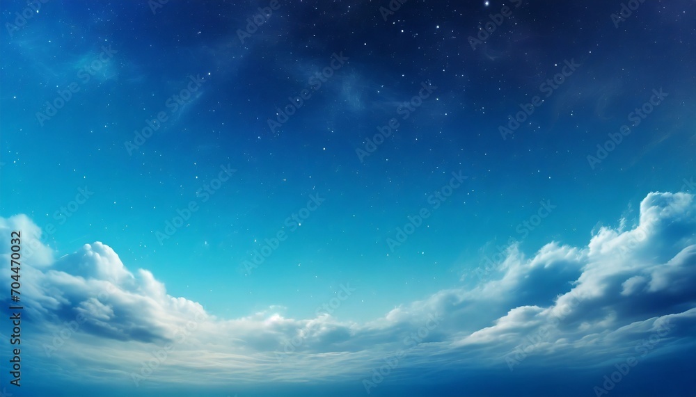 cerulean blue gradient mystical sky with clouds and stars phone background wallpaper ai generated