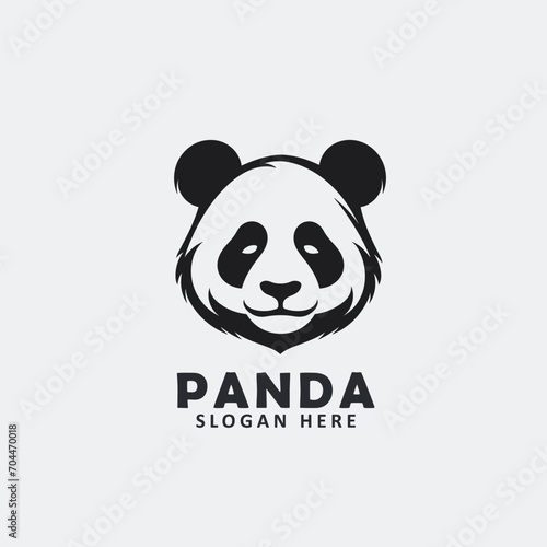Black and white angry panda face vector EPS logo design templates. 