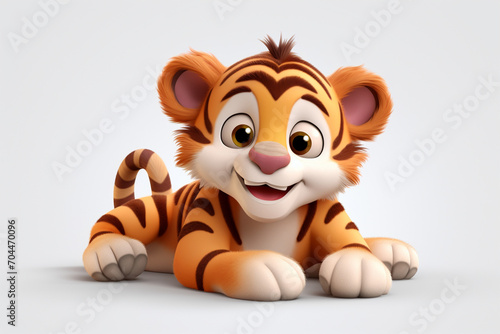 3d animal a cute tiger is lying down