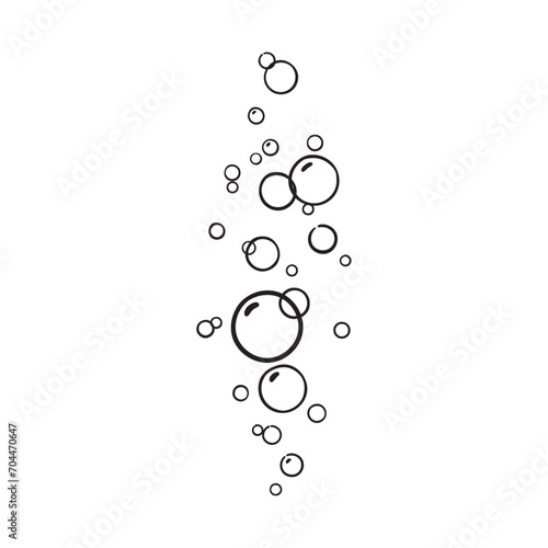 Vector line bubbles of fizzy drink isolated on white background. Doodle style