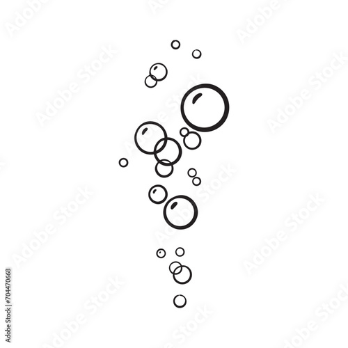 Vector line bubbles of fizzy drink isolated on white background. Doodle style