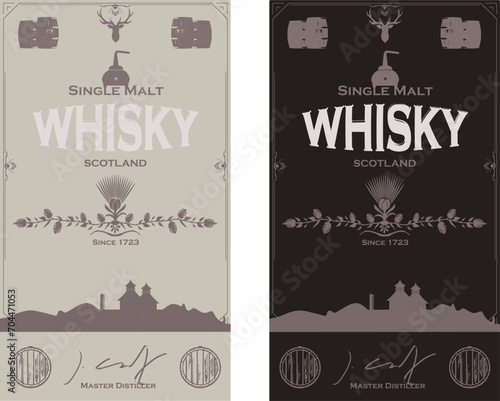 Vintage Whisky Label Vektor Set 