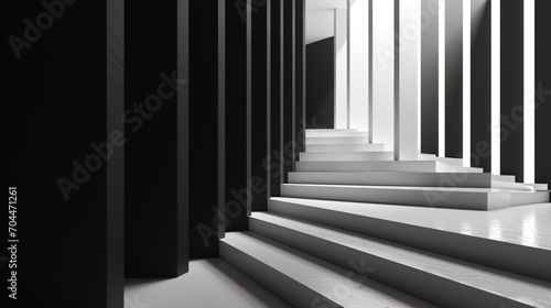 The minimalist abstraction of black and white geometric shapes that create harmony and balance © JVLMediaUHD