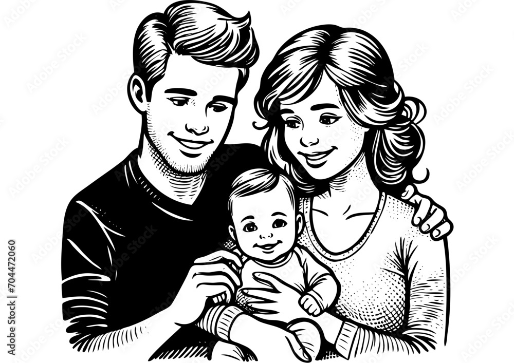 Eine junge Familie aus Mutter, Vater und Kind. Eine junge Familie aus Mutter, Vater und Kind.