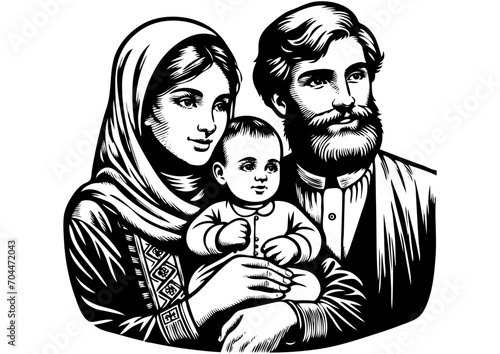 Eine alte georgische Familie aus Mutter, Vater und Kind.