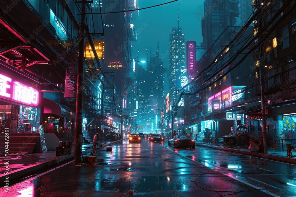 Dynamic Cyberpunk Metropolis A Thrilling Urban Landscape of Technological Marvels