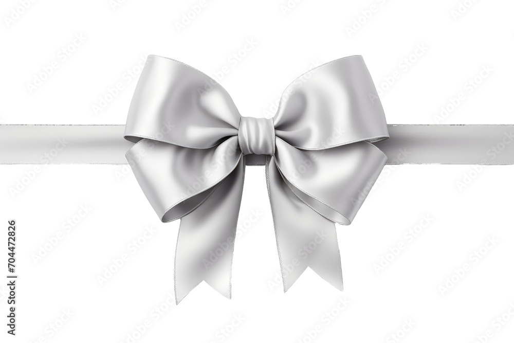 Silver silky ribbon with bow isolated. Silver silky ribbon with bow isolated.