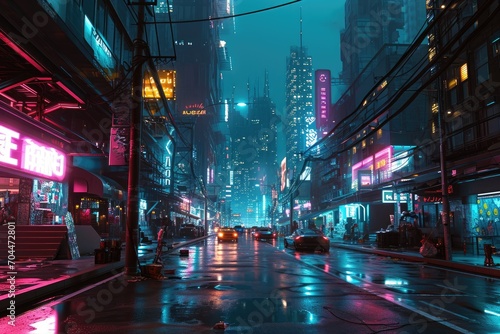 Dynamic Cyberpunk Metropolis A Thrilling Urban Landscape of Technological Marvels