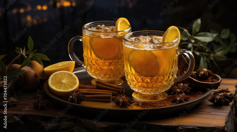 hot tea with lemon and cinnamon hot tea with lemon and cinnamon
