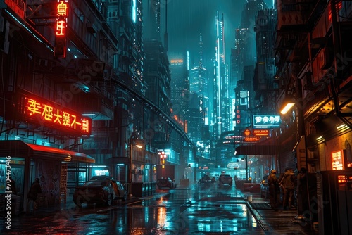 Sprawling Cyberpunk Metropolis A Vast and Thriving Technological Megacity