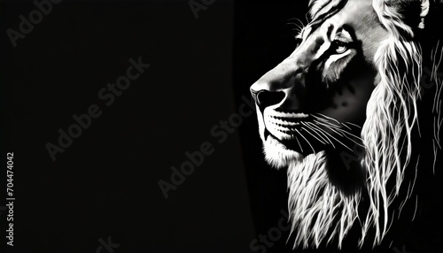 lion side head black outlines monochrome vector illustration © Enzo