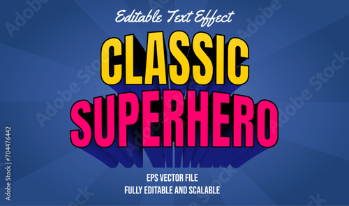 classic retro superhero 3d editable text effect