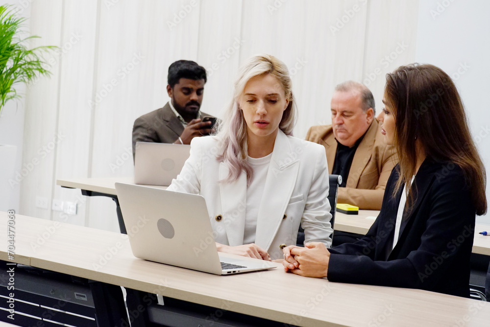 Managers and employees work in the office. and marketing planning meeting. Managers and employees work in the office. and marketing planning meeting.