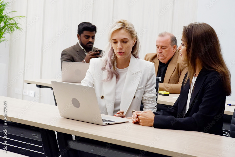Managers and employees work in the office. and marketing planning meeting. Managers and employees work in the office. and marketing planning meeting.
