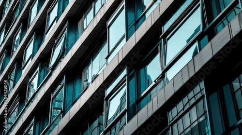 Modern Business Architecture: Black and White Urban Skyscraper Facades