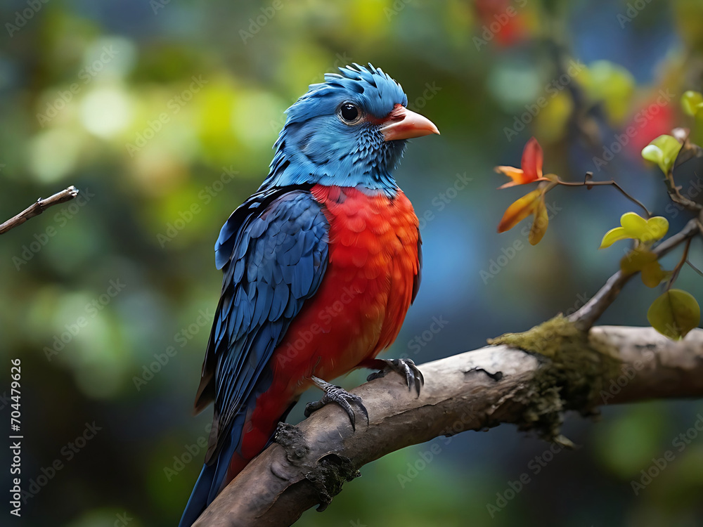 blue and red colorful bird sitting on branch Ultra High quality photo blue and red colorful bird sitting on branch Ultra High quality photo