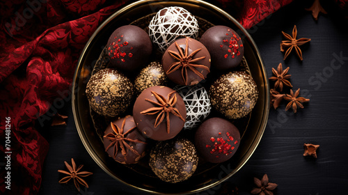 Luxury handmade chocolate truffle for happy holiday