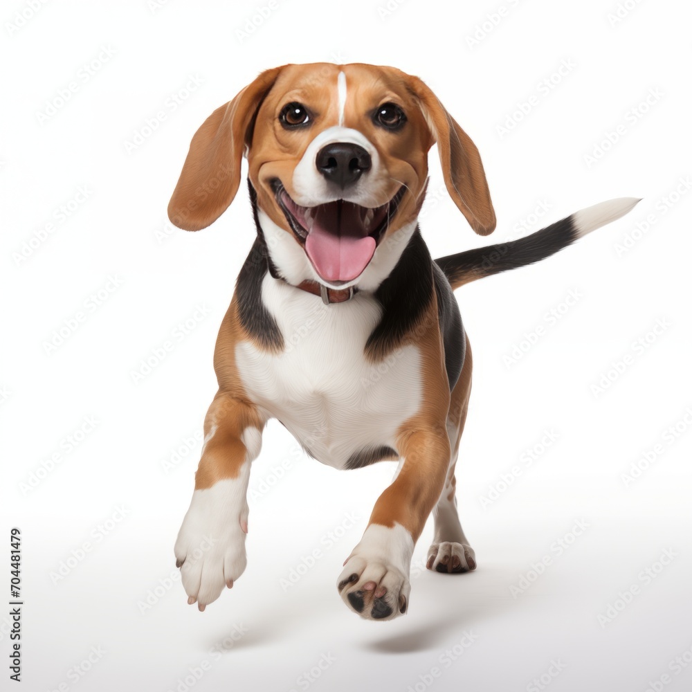 Happy Beagle on a white background